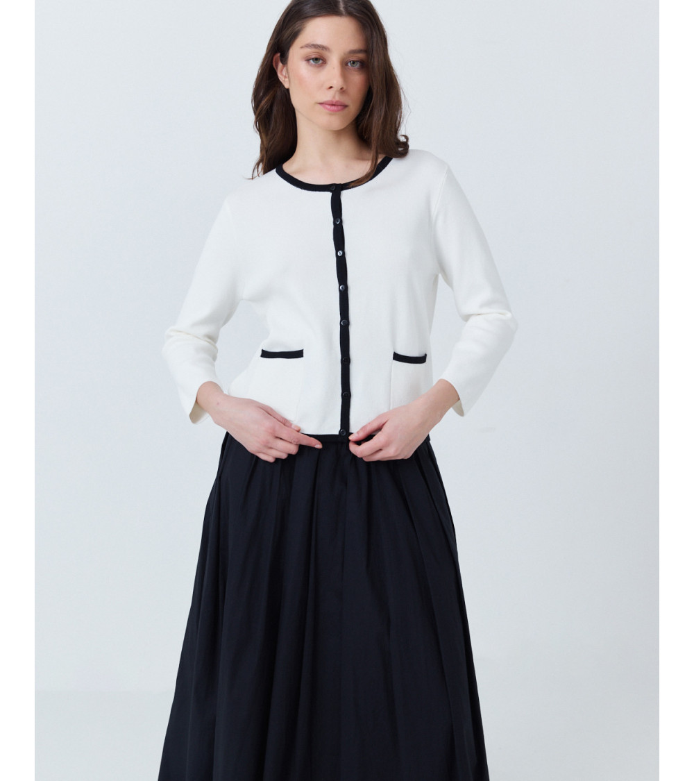 CARDIGAN DE PUNTO A RAYAS CON CIERRE DE BOTONES | MULAYA