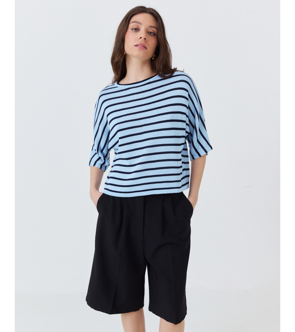 JERSEY DE PUNTO CON RAYAS Y MANGA MURCIÉLAGO | MULAYA