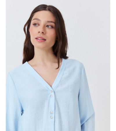 CAMISA CUELLO MAO CON DOBLE ABOTONADURA | MULAYA