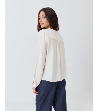 CAMISA CUELLO MAO CON DOBLE ABOTONADURA | MULAYA