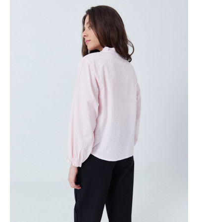 CAMISA DE PLUMETI CON VOLANTES Y PUÑO ELÁSTICO | MULAYA