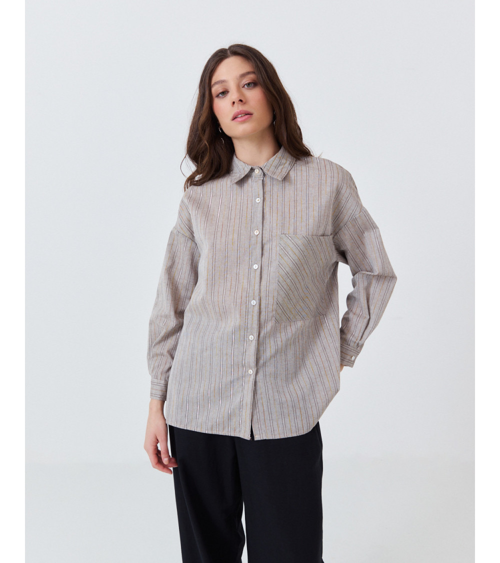 CAMISA DE ALGODÓN A RAYAS CON BRILLOS | MULAYA