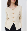 CHAQUETA DE PUNTO CON CORTE PEPLUM Y BOTONES JOYA | MULAYA