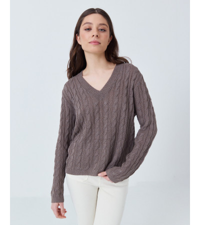 JERSEY DE PUNTO TRENZADO CON ESCOTE EN V | MULAYA