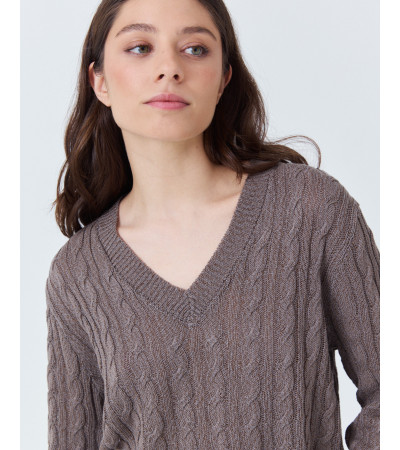 JERSEY DE PUNTO TRENZADO CON ESCOTE EN V | MULAYA