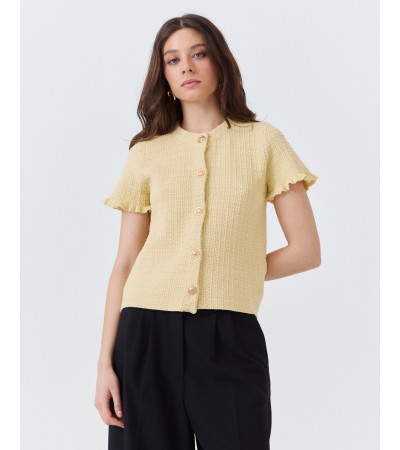 TOP DE PUNTO CON BOTONES Y MANGAS CON VOLANTES | MULAYA