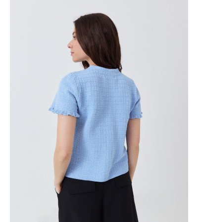 TOP DE PUNTO CON BOTONES Y MANGAS CON VOLANTES | MULAYA