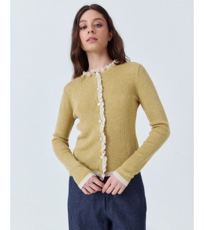 JERSEY DE PUNTO CON VOLANTES Y VIVOS A CONTRASTE | MULAYA