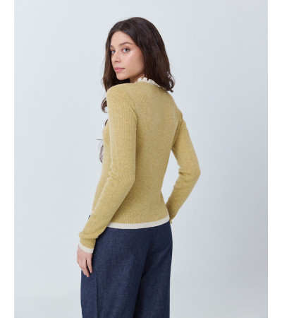 JERSEY DE PUNTO CON VOLANTES Y VIVOS A CONTRASTE | MULAYA