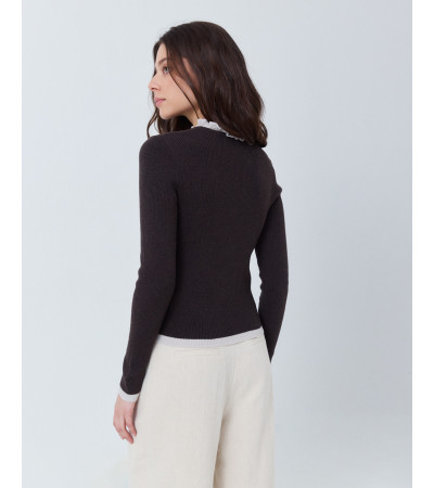 JERSEY DE PUNTO CON VOLANTES Y VIVOS A CONTRASTE | MULAYA