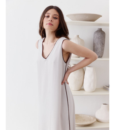 VESTIDO LARGO FLUIDO CUELLO PICO | MULAYA