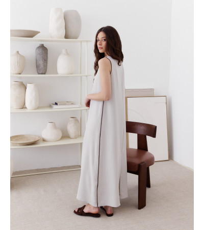 VESTIDO LARGO FLUIDO CUELLO PICO | MULAYA