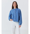 CAMISA DENIM CON CUELLO MAO Y ESTAMPADO PAISLEY | MULAYA