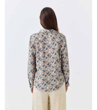 CAMISA DE MANGA LARGA CON ESTAMPADO DE HOJAS | MULAYA