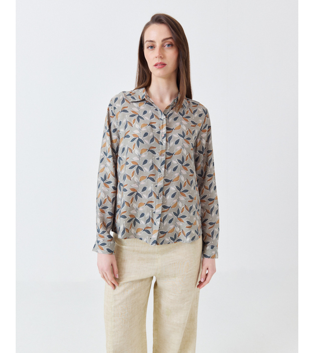 CAMISA DE MANGA LARGA CON ESTAMPADO DE HOJAS | MULAYA