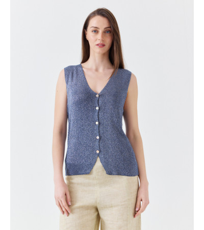 CHALECO DE PUNTO BRILLANTE CON ESCOTE EN V | MULAYA