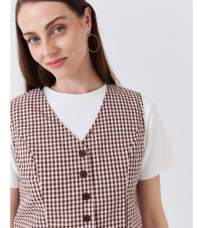 CHALECO DE ALGODÓN CON ESTAMPADO CUADROS VICHY | MULAYA