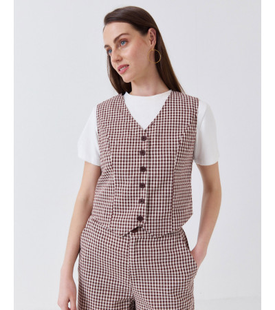 CHALECO DE ALGODÓN CON ESTAMPADO CUADROS VICHY | MULAYA