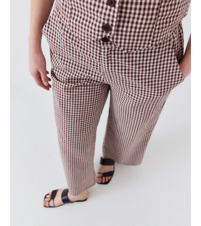PANTALÓN WIDE LEG DE ALGODÓN CON CUADROS VICHY | MULAYA
