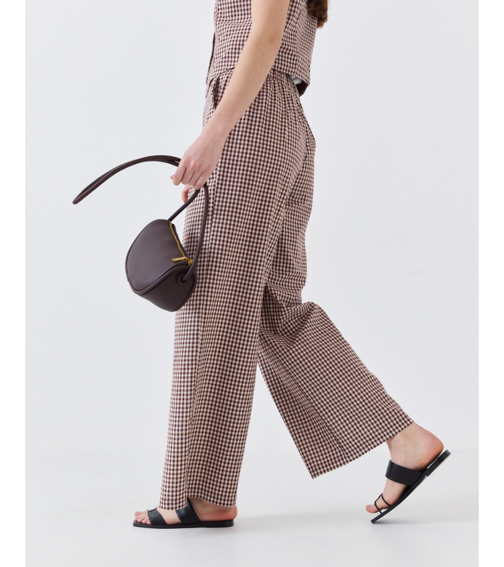 PANTALÓN WIDE LEG DE ALGODÓN CON CUADROS VICHY | MULAYA