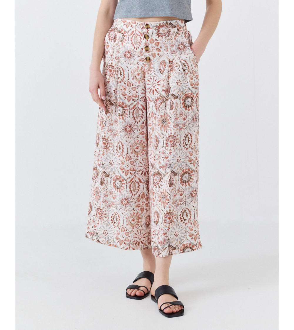 PANTALÓN CULOTTE ESTAMPADO CON CINTURA ELÁSTICA | MULAYA