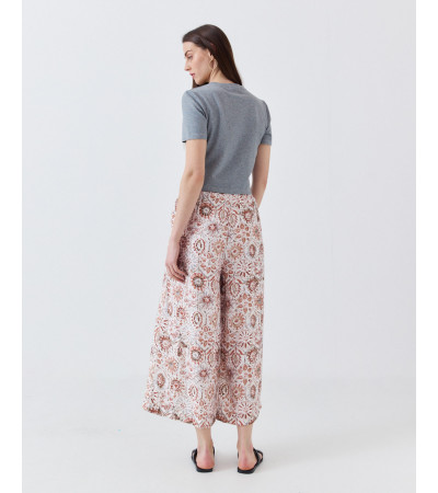 PANTALÓN CULOTTE ESTAMPADO CON CINTURA ELÁSTICA | MULAYA