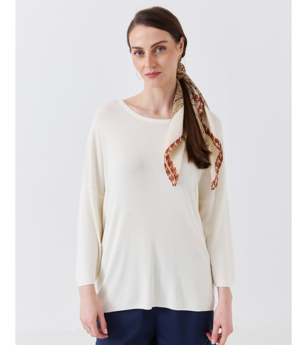 JERSEY DE PUNTO CON CUELLO REDONDO Y MANGA FRANCESA | MULAYA