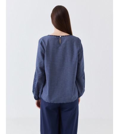 CAMISA CUADROS CON DETALLES BORDADOS Y PERFORADOS | MULAYA