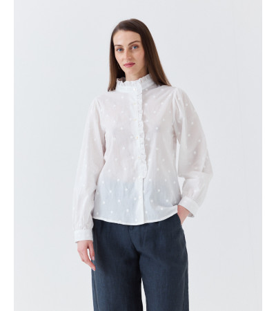 CAMISA CUELLO VOLANTES Y DETALLE PLUMETI | MULAYA