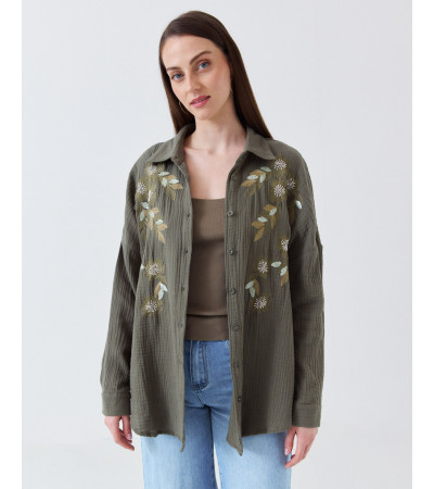 CAMISA DE FLORES BORDADAS CON CANUTILLOS Y LENTEJUELAS | MULAYA