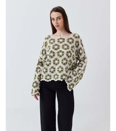 TOP DE PUNTO CROCHET ESTILO BOHO CON MANGA LARGA | MULAYA