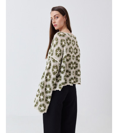 TOP DE PUNTO CROCHET ESTILO BOHO CON MANGA LARGA | MULAYA