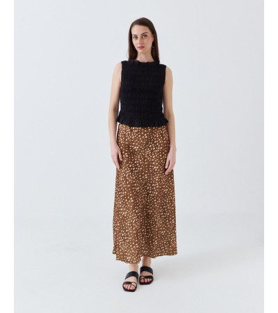 FALDA MIDI SATINADA CON ESTAMPADO ANIMAL PRINT | MULAYA