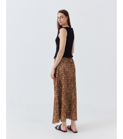 FALDA MIDI SATINADA CON ESTAMPADO ANIMAL PRINT | MULAYA