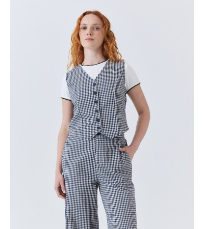 CHALECO DE ALGODÓN CON ESTAMPADO CUADROS VICHY | MULAYA