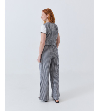 PANTALÓN WIDE LEG DE ALGODÓN CON CUADROS VICHY | MULAYA