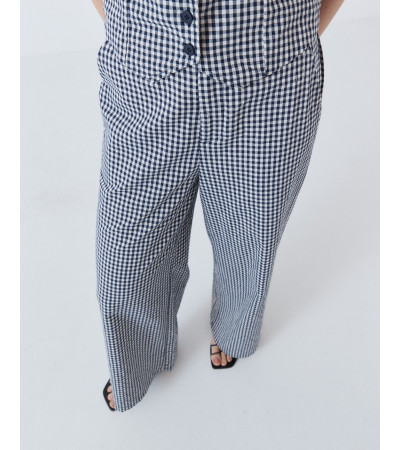 PANTALÓN WIDE LEG DE ALGODÓN CON CUADROS VICHY | MULAYA