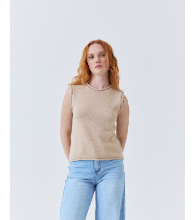 Chaleco de Punto con Cuello Caja y Detalle Sisa | MULAYA