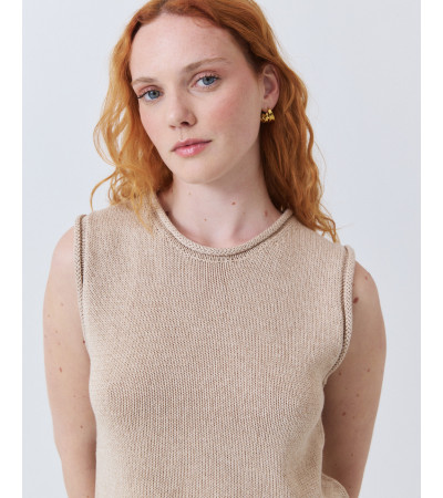 Chaleco de Punto con Cuello Caja y Detalle Sisa | MULAYA