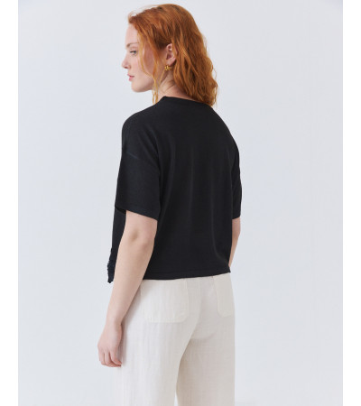 Top de Punto con Bajo de Encaje y Brillo | MULAYA