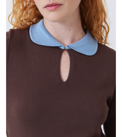 Jersey de Punto con Cuello Bebé y Escote | MULAYA