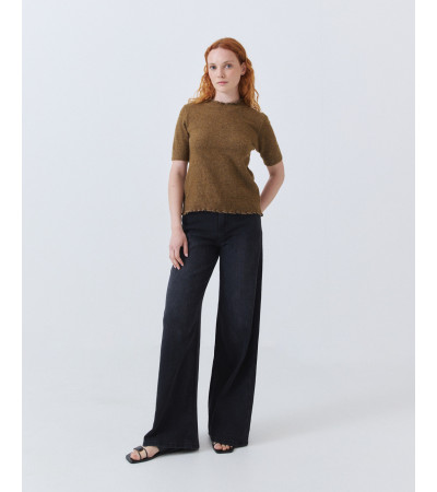 Jersey de Manga Corta con Cuello de Volantes | MULAYA