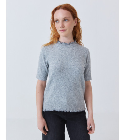 Jersey de Manga Corta con Cuello de Volantes | MULAYA