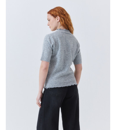 Jersey de Manga Corta con Cuello de Volantes | MULAYA