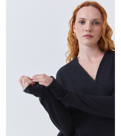 Jersey de Punto Cruzado con Escote en V | MULAYA