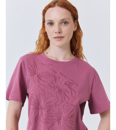 CAMISETA DE ALGODÓN CON FLOR BORDADA | MULAYA