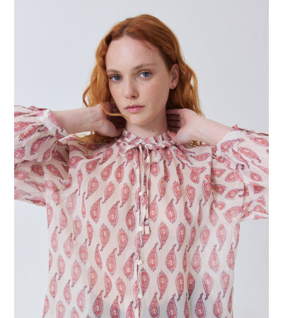 BLUSA SEMITRANSPARENTE CON ESTAMPADO PAISLEY | MULAYA