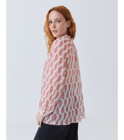 BLUSA SEMITRANSPARENTE CON ESTAMPADO PAISLEY | MULAYA