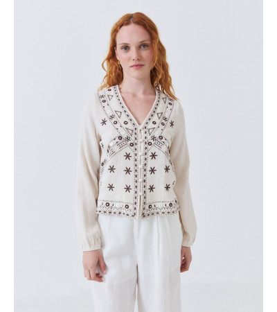 BLUSA BORDADA ESTILO BOHO CON BRILLOS | MULAYA