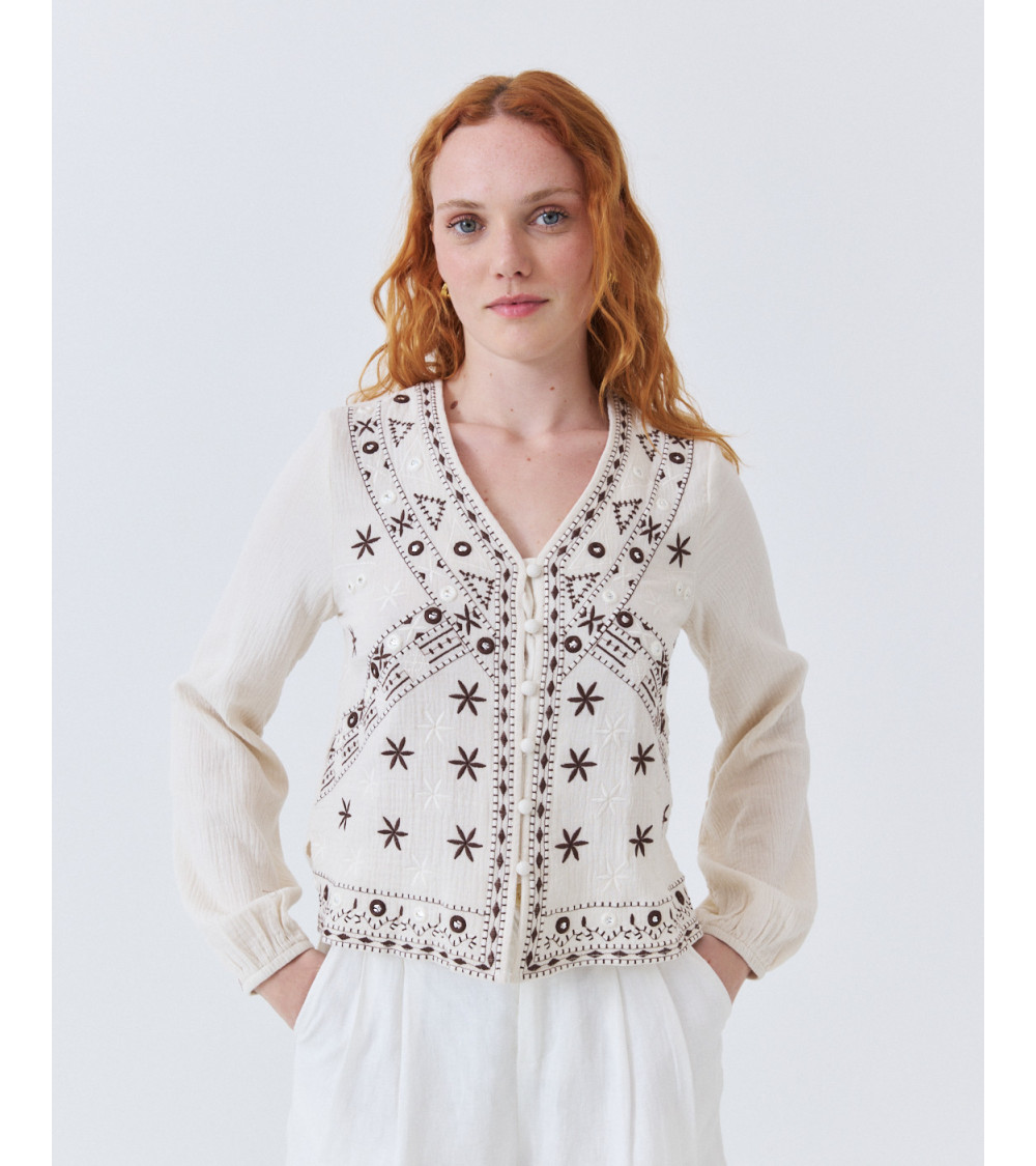 BLUSA BORDADA ESTILO BOHO CON BRILLOS | MULAYA